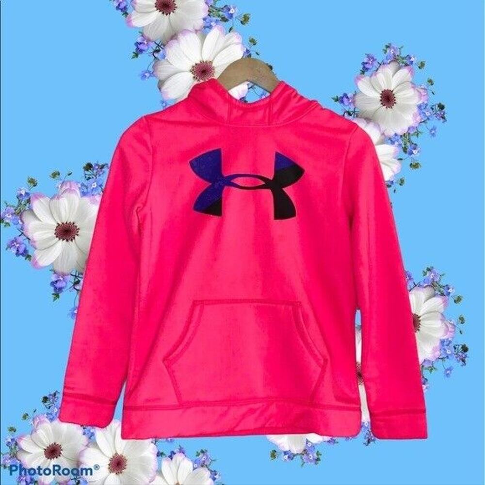 Under Armour ColdGear Girl's Large Pink Pullover Hoodie With One Stain Loose Fit
